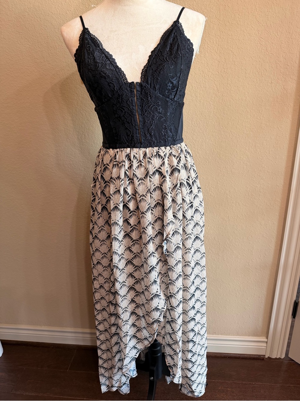 Joyfolie Black Ivory Lace Maxi Dress XS NWT Boho Statement
